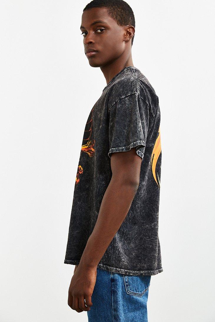 Urban Outfitters Cotton Metallica Fire And Ice Tee in Washed Black 